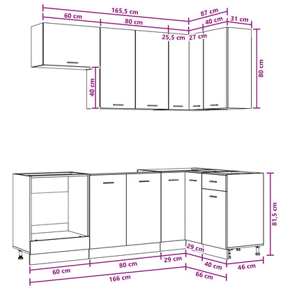 vidaXL Kitchen Unit LYON 8 pcs White Engineered Wood