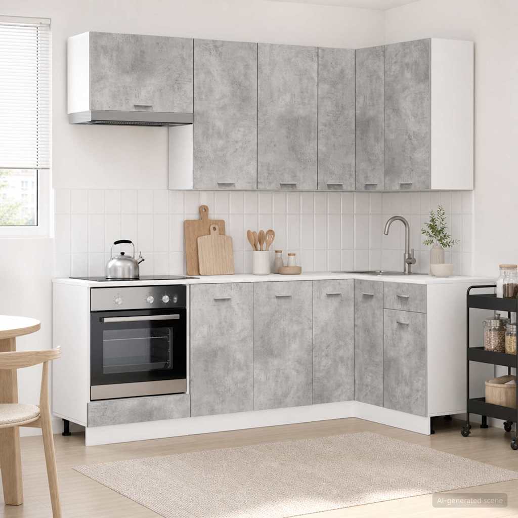 vidaXL Kitchen Unit LYON 8 pcs Concrete Grey Engineered Wood