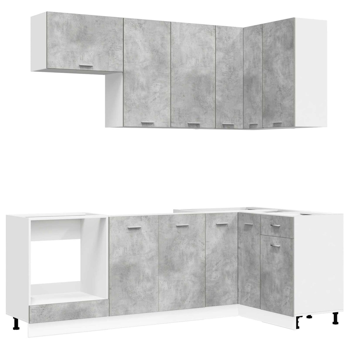 vidaXL Kitchen Unit LYON 8 pcs Concrete Grey Engineered Wood