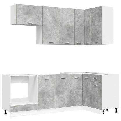 vidaXL Kitchen Unit LYON 8 pcs Concrete Grey Engineered Wood