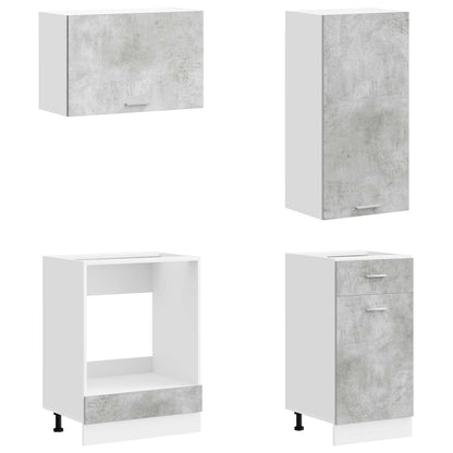 vidaXL Kitchen Unit LYON 8 pcs Concrete Grey Engineered Wood