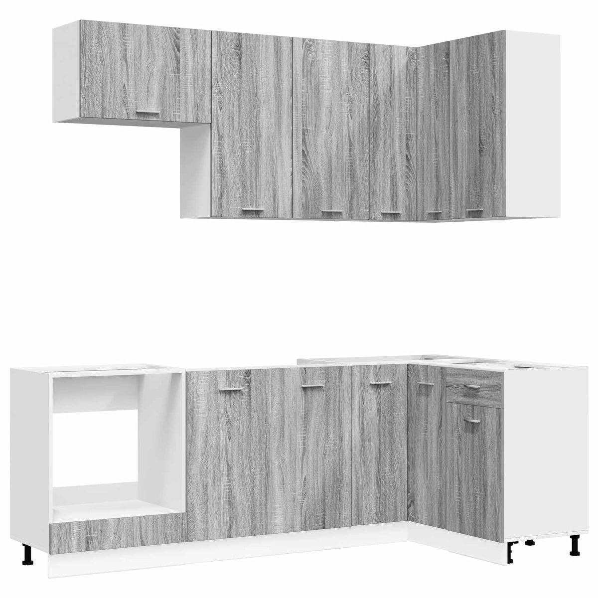 vidaXL Kitchen Unit LYON 8 pcs Grey Sonoma Engineered Wood