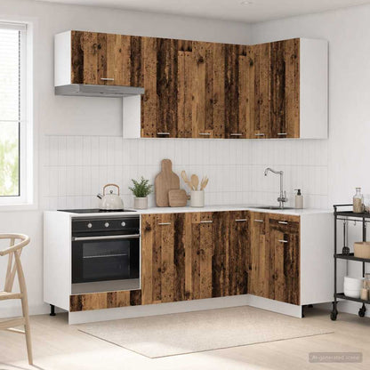 vidaXL Kitchen Unit LYON 8 pcs Old Wood Engineered Wood