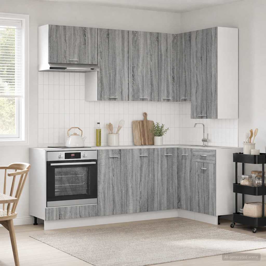 vidaXL Kitchen Unit LYON 8 pcs Grey Sonoma Engineered Wood