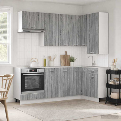vidaXL Kitchen Unit LYON 8 pcs Grey Sonoma Engineered Wood