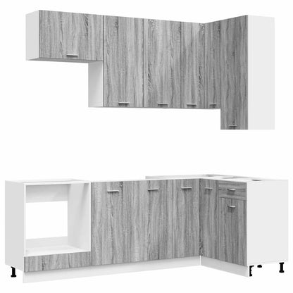vidaXL Kitchen Unit LYON 8 pcs Grey Sonoma Engineered Wood