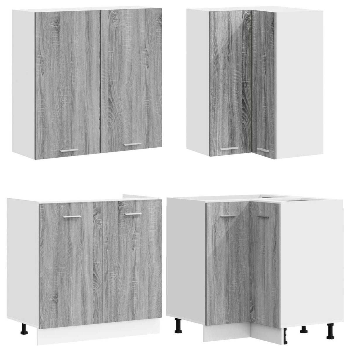 vidaXL Kitchen Unit LYON 8 pcs Grey Sonoma Engineered Wood