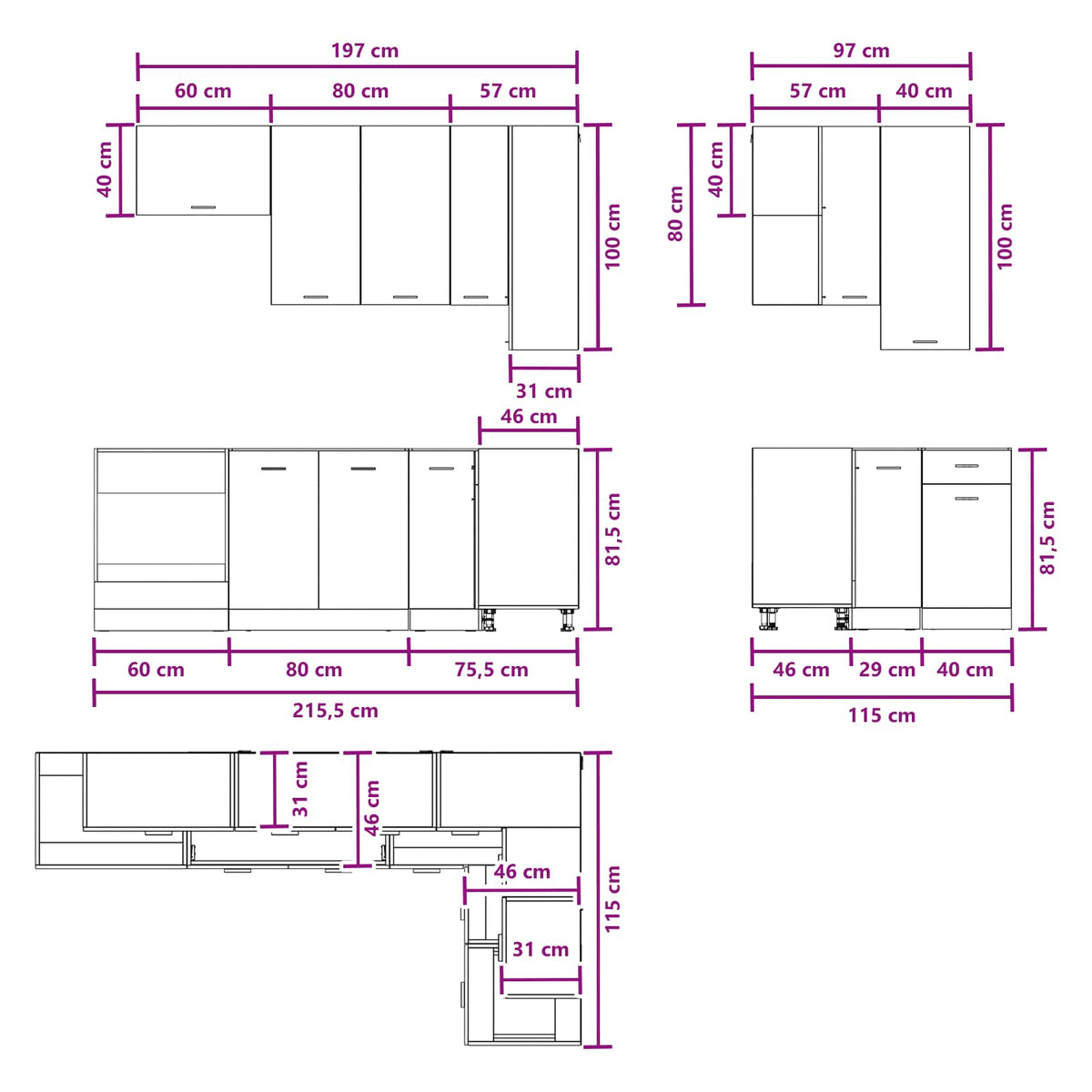 vidaXL Kitchen Unit LYON 8 pcs Grey Sonoma Engineered Wood