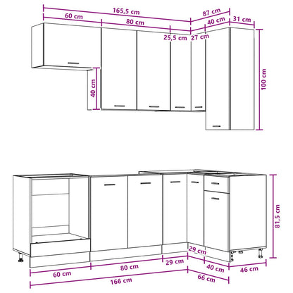 vidaXL Kitchen Unit LYON 8 pcs Grey Sonoma Engineered Wood