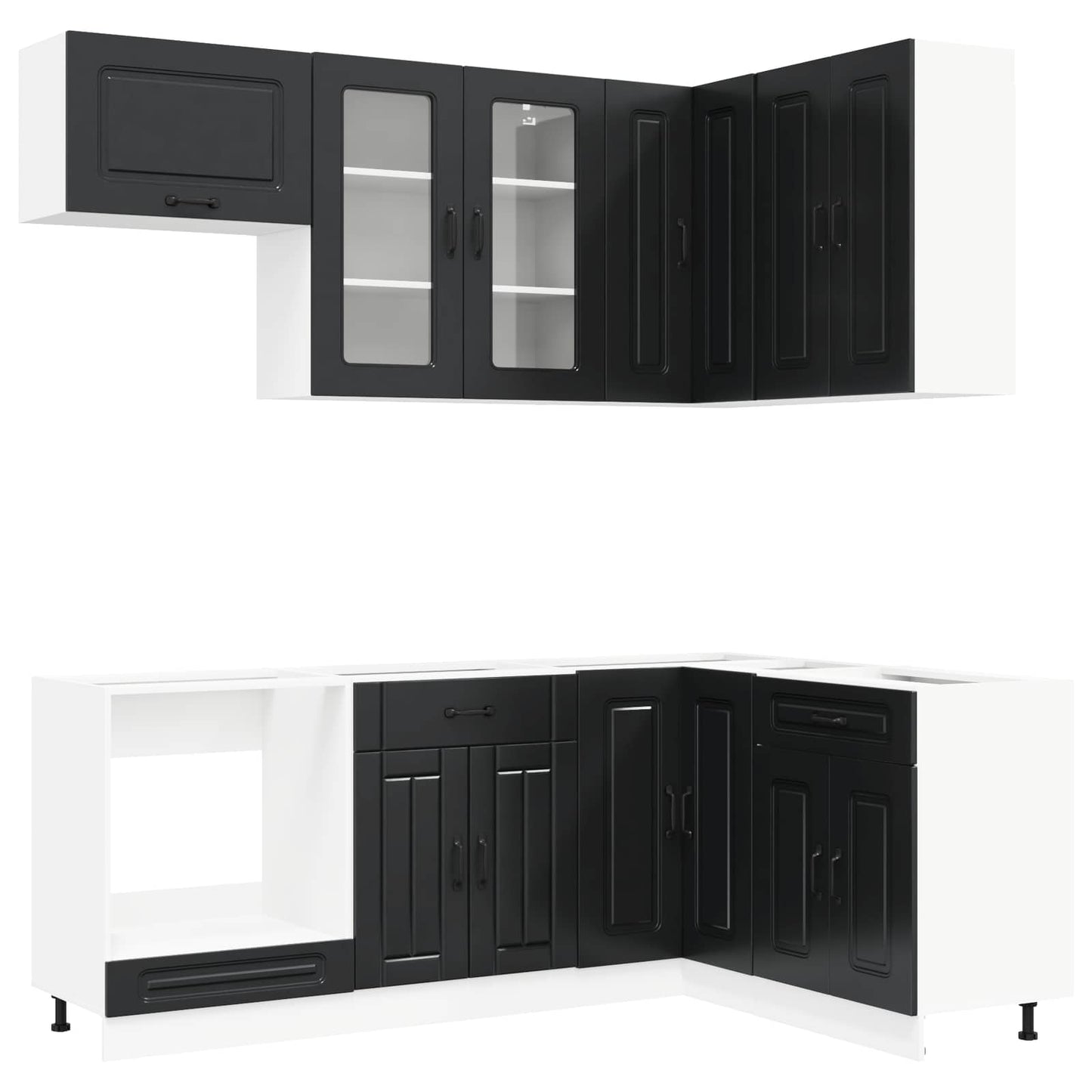 vidaXL Kitchen Unit KALMAR 8 pcs Black Engineered Wood
