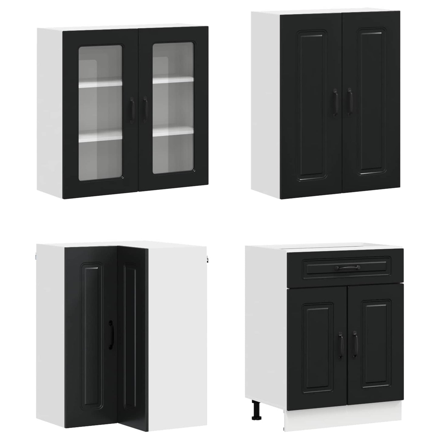 vidaXL Kitchen Unit KALMAR 8 pcs Black Engineered Wood
