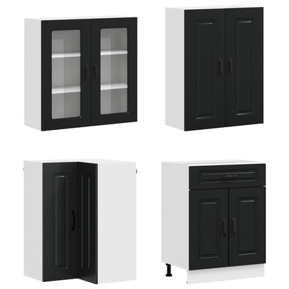 vidaXL Kitchen Unit KALMAR 8 pcs Black Engineered Wood