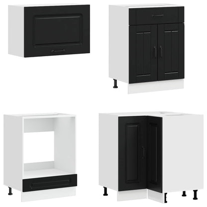 vidaXL Kitchen Unit KALMAR 8 pcs Black Engineered Wood