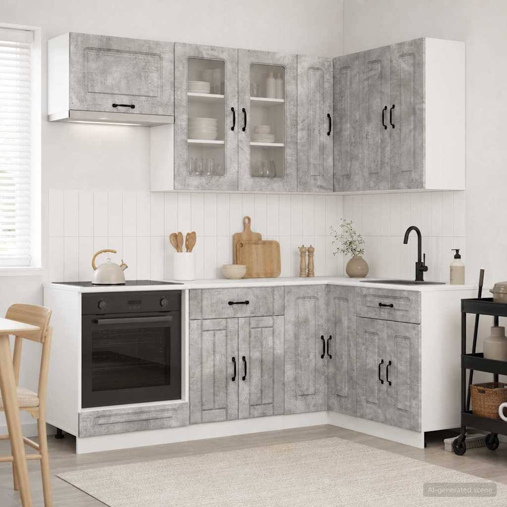 vidaXL Kitchen Unit KALMAR 8 pcs Concrete Grey Engineered Wood