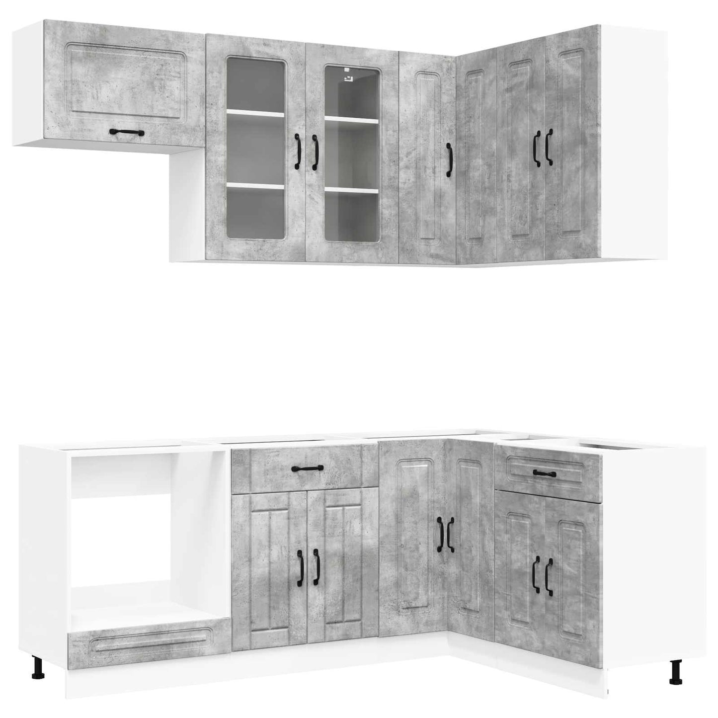 vidaXL Kitchen Unit KALMAR 8 pcs Concrete Grey Engineered Wood