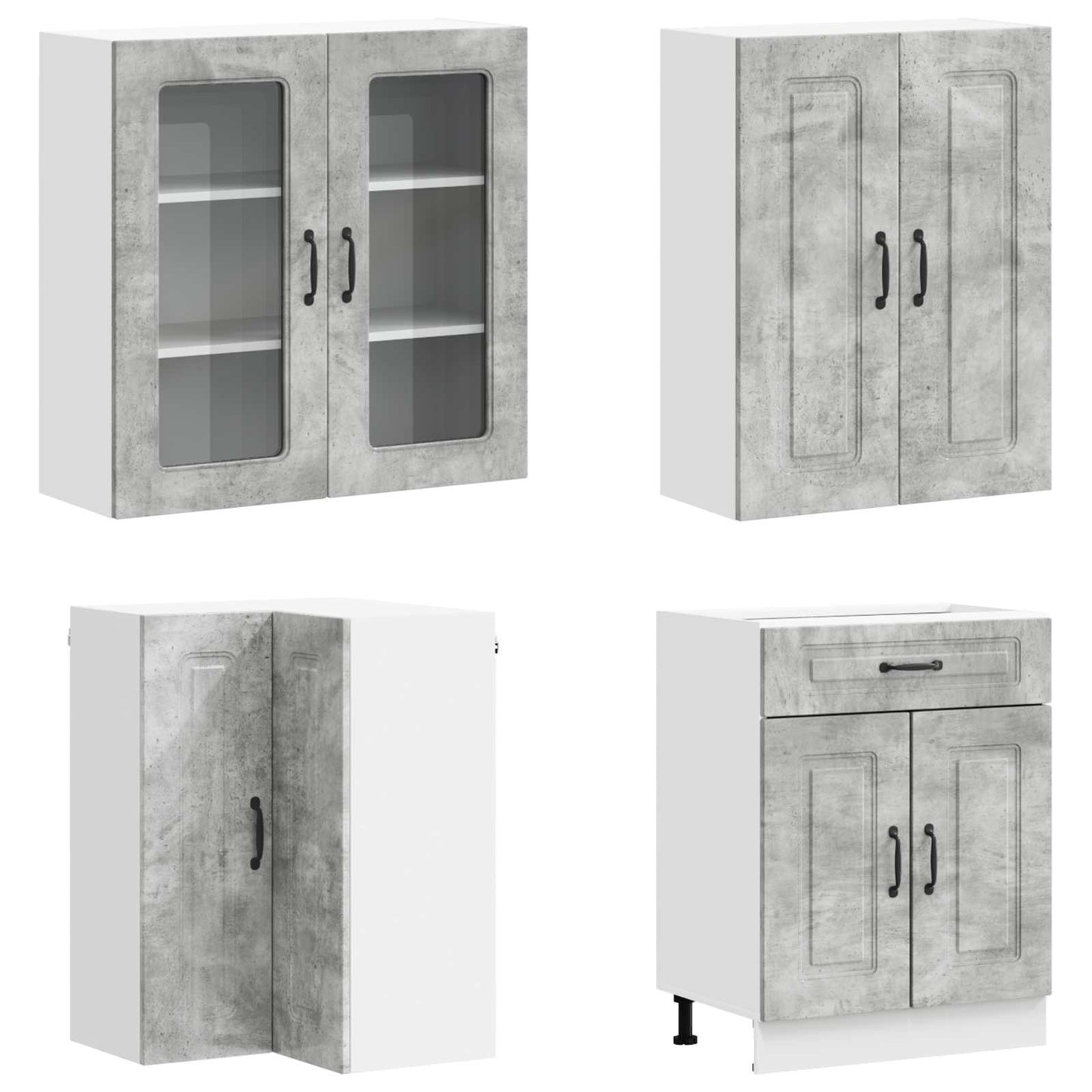 vidaXL Kitchen Unit KALMAR 8 pcs Concrete Grey Engineered Wood
