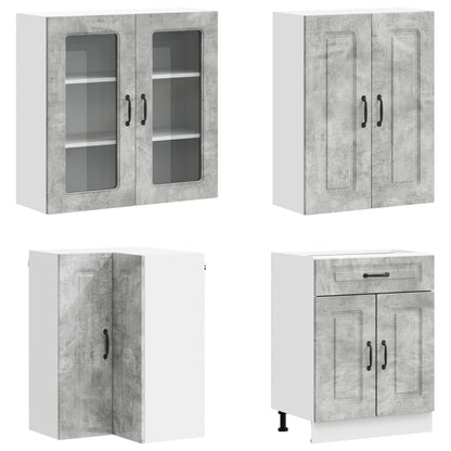 vidaXL Kitchen Unit KALMAR 8 pcs Concrete Grey Engineered Wood