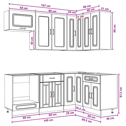 vidaXL Kitchen Unit KALMAR 8 pcs Concrete Grey Engineered Wood