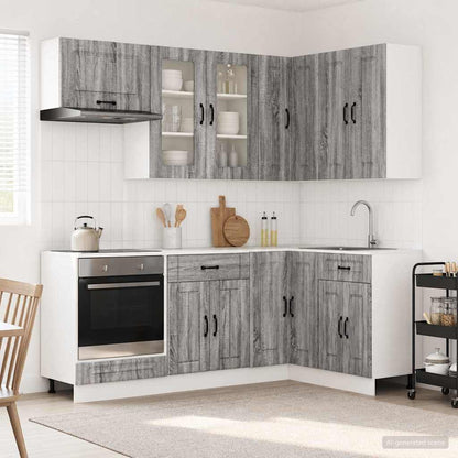 vidaXL Kitchen Unit KALMAR 8 pcs Grey Sonoma Engineered Wood