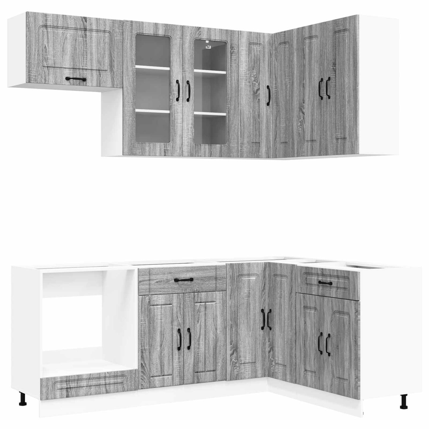 vidaXL Kitchen Unit KALMAR 8 pcs Grey Sonoma Engineered Wood