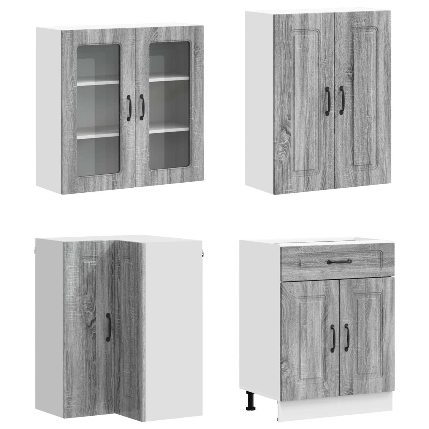 vidaXL Kitchen Unit KALMAR 8 pcs Grey Sonoma Engineered Wood