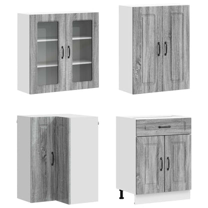 vidaXL Kitchen Unit KALMAR 8 pcs Grey Sonoma Engineered Wood