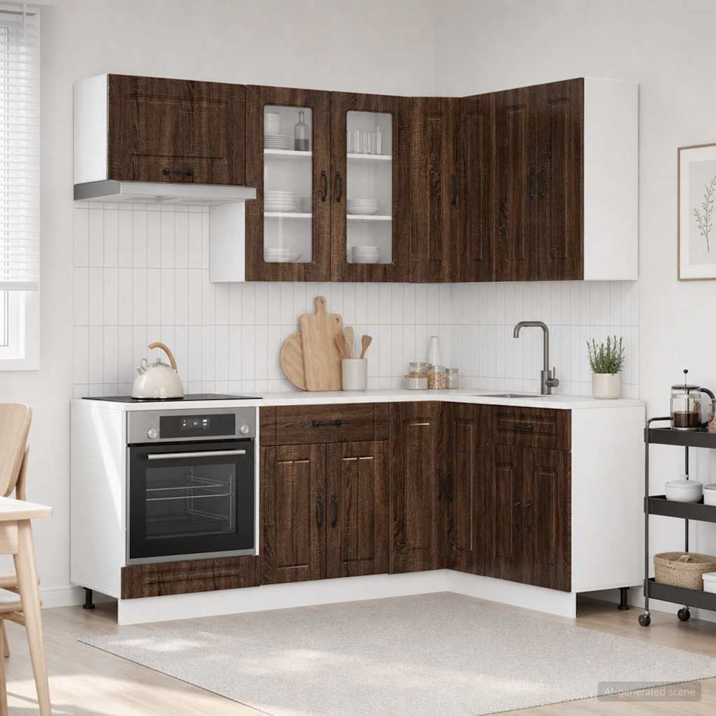 vidaXL Kitchen Unit KALMAR 8 pcs Brown Oak Engineered Wood
