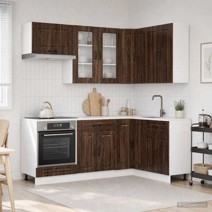 vidaXL Kitchen Unit KALMAR 8 pcs Brown Oak Engineered Wood