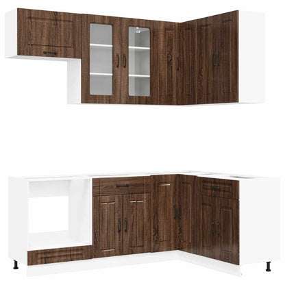 vidaXL Kitchen Unit KALMAR 8 pcs Brown Oak Engineered Wood