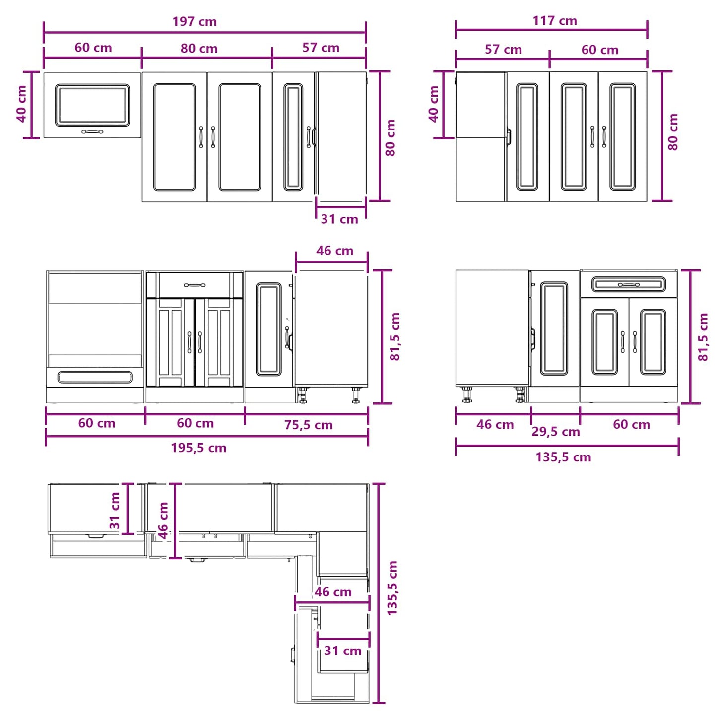 vidaXL Kitchen Unit KALMAR 8 pcs Brown Oak Engineered Wood