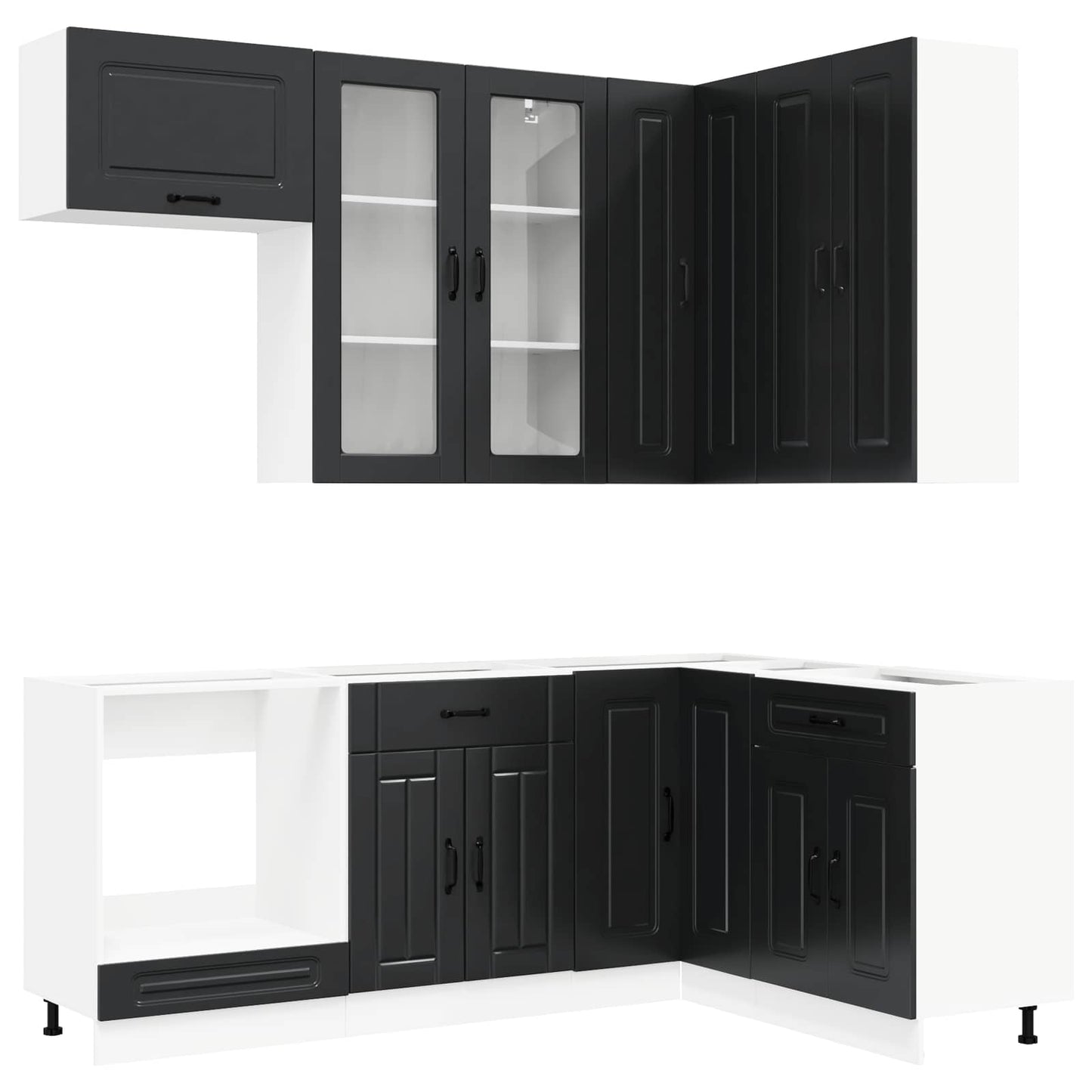 vidaXL Kitchen Unit KALMAR 8 pcs Black Engineered Wood