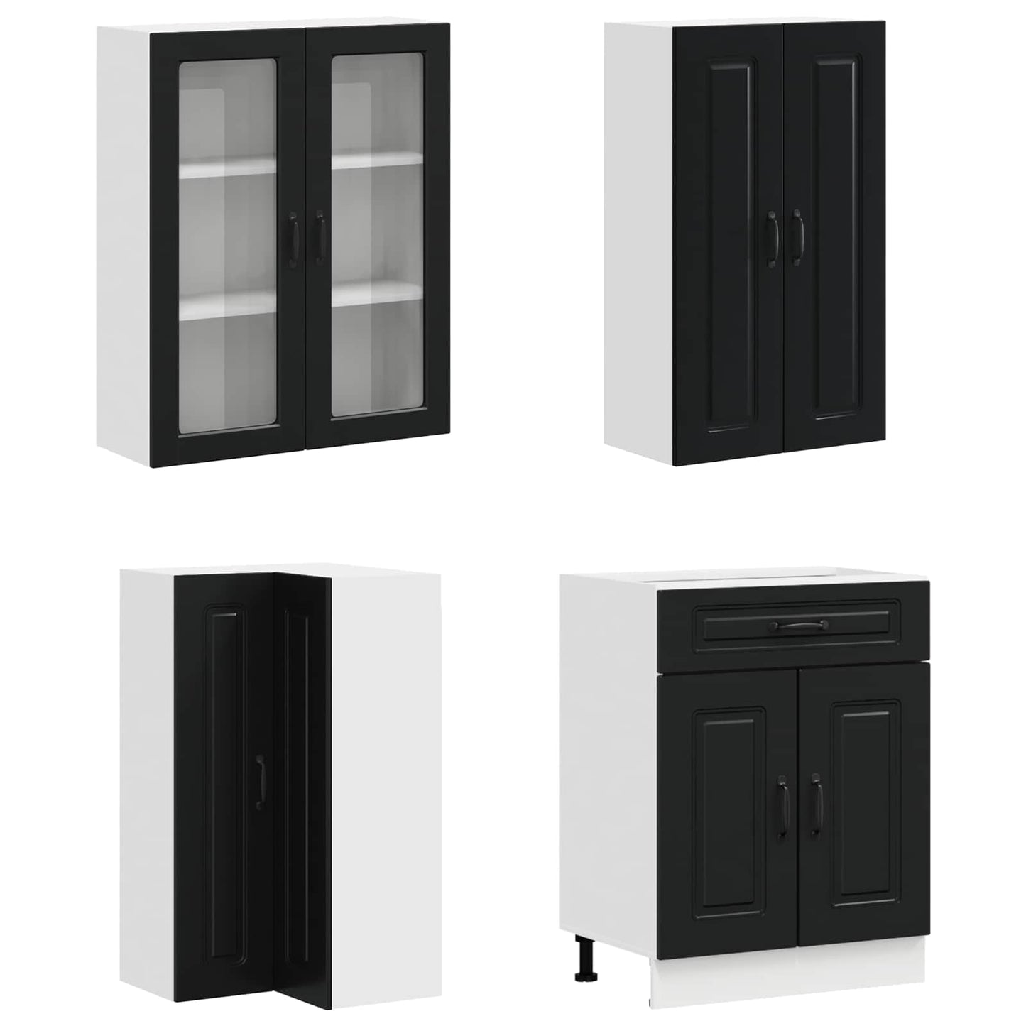 vidaXL Kitchen Unit KALMAR 8 pcs Black Engineered Wood