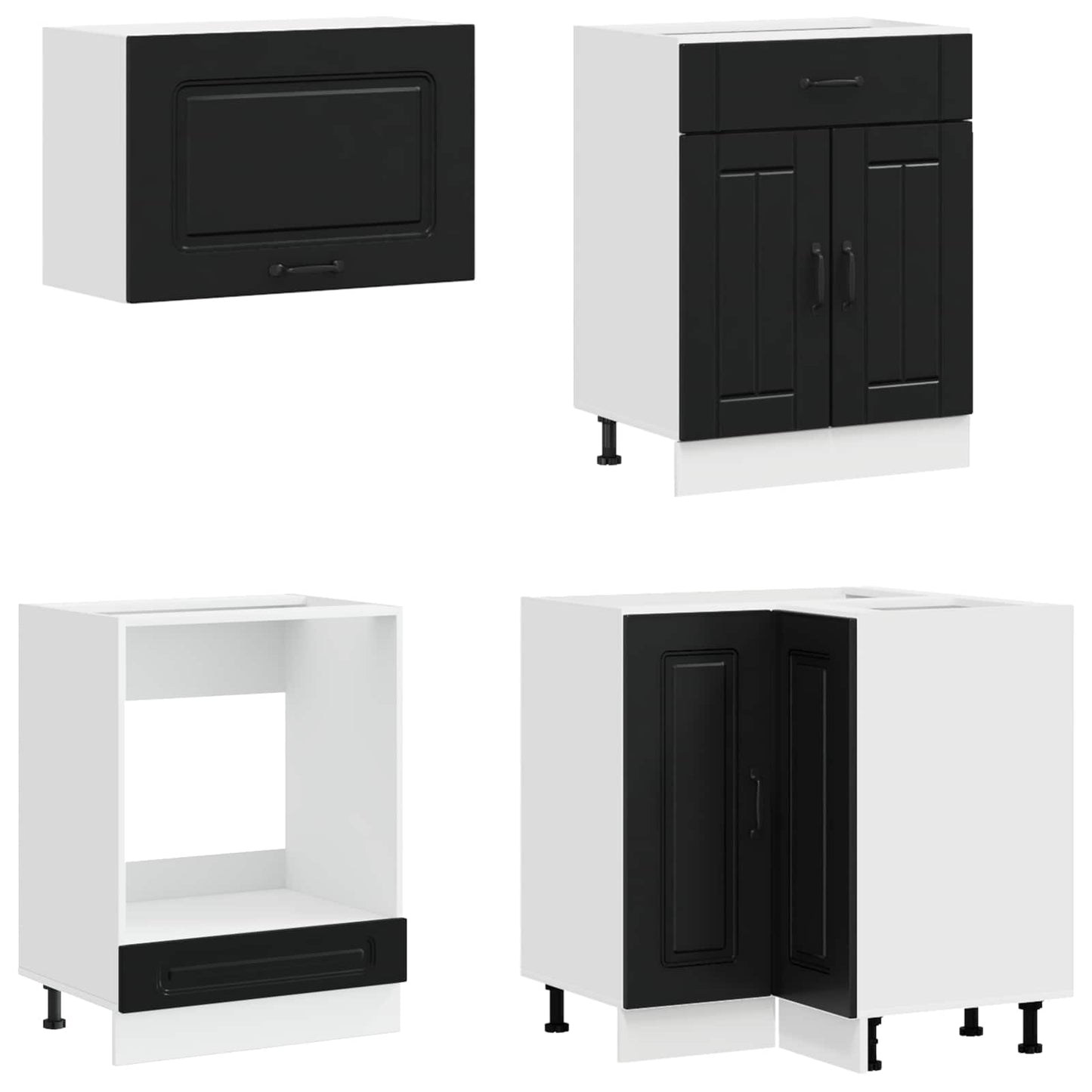 vidaXL Kitchen Unit KALMAR 8 pcs Black Engineered Wood