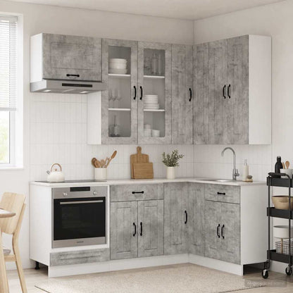 vidaXL Kitchen Unit KALMAR 8 pcs Concrete Grey Engineered Wood