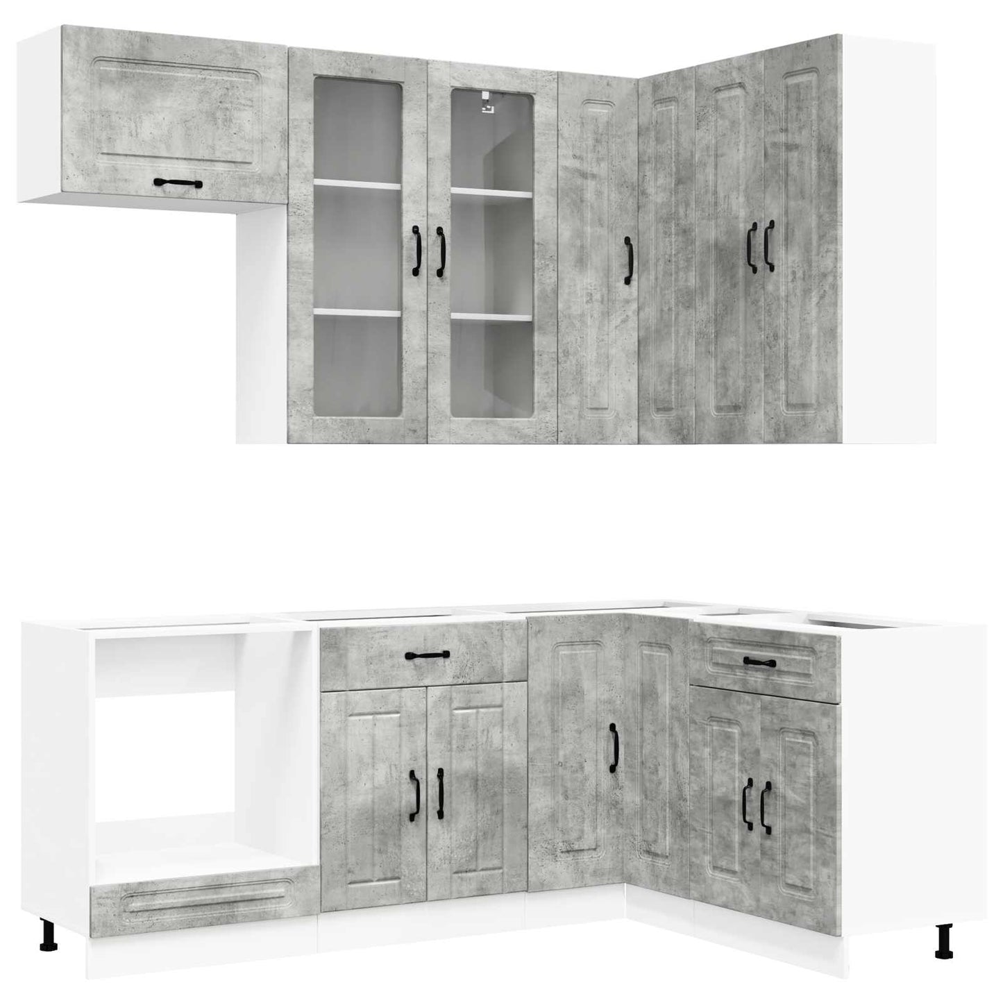 vidaXL Kitchen Unit KALMAR 8 pcs Concrete Grey Engineered Wood