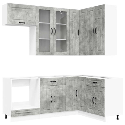 vidaXL Kitchen Unit KALMAR 8 pcs Concrete Grey Engineered Wood