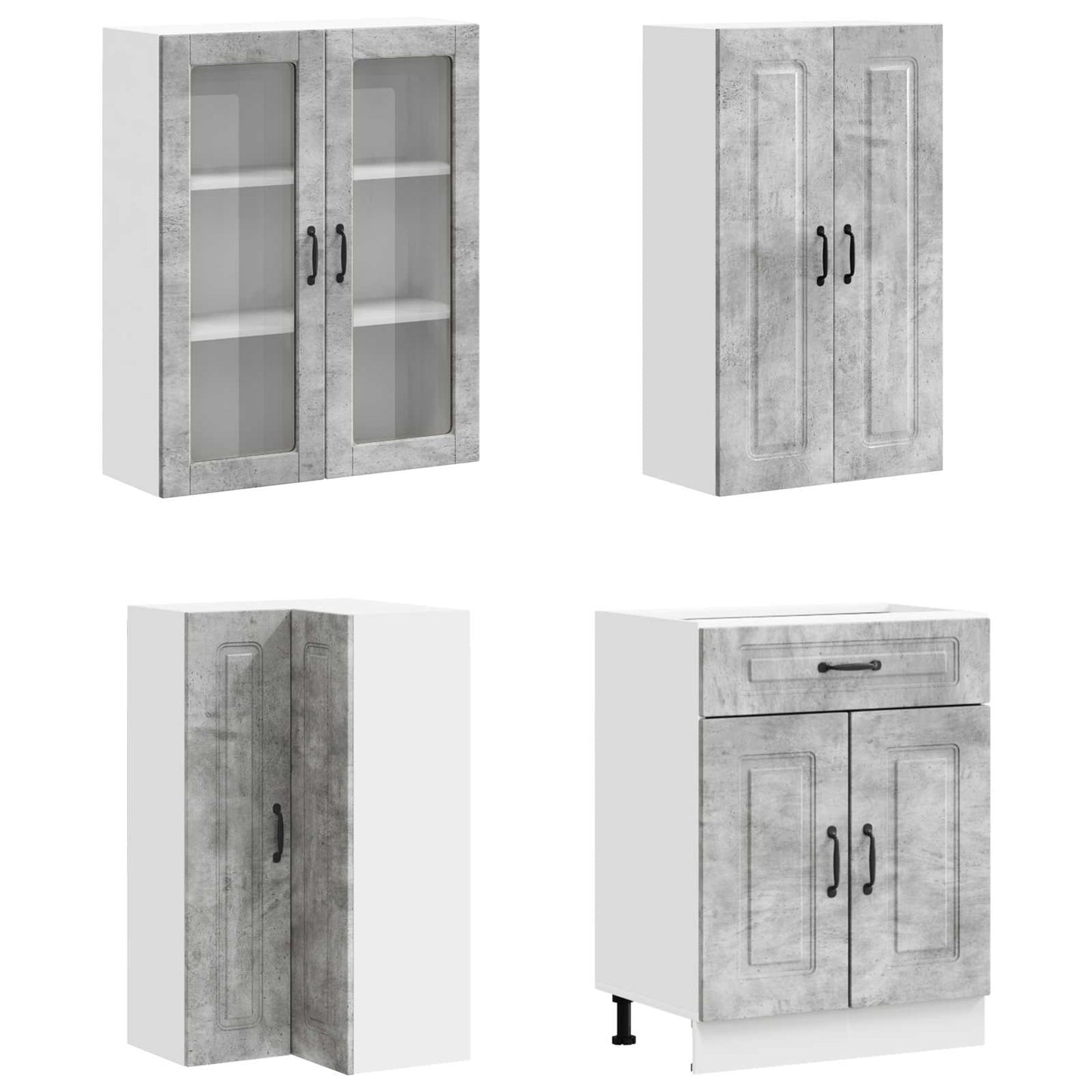 vidaXL Kitchen Unit KALMAR 8 pcs Concrete Grey Engineered Wood