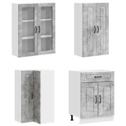 vidaXL Kitchen Unit KALMAR 8 pcs Concrete Grey Engineered Wood