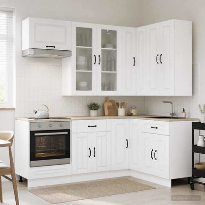 vidaXL Kitchen Unit KALMAR 8 pcs High Gloss White Engineered Wood