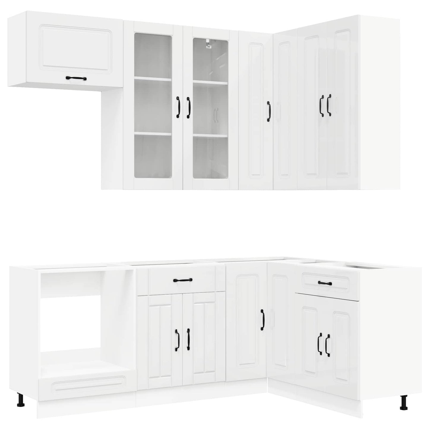 vidaXL Kitchen Unit KALMAR 8 pcs High Gloss White Engineered Wood
