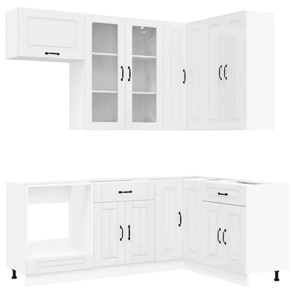 vidaXL Kitchen Unit KALMAR 8 pcs High Gloss White Engineered Wood