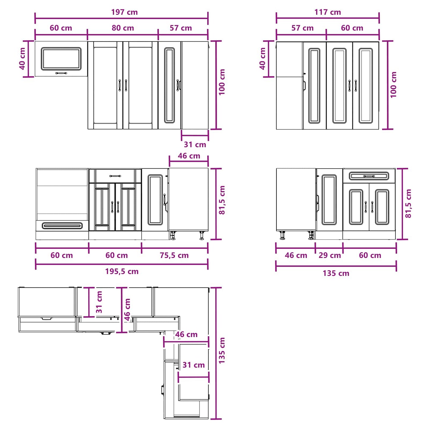 vidaXL Kitchen Unit KALMAR 8 pcs High Gloss White Engineered Wood