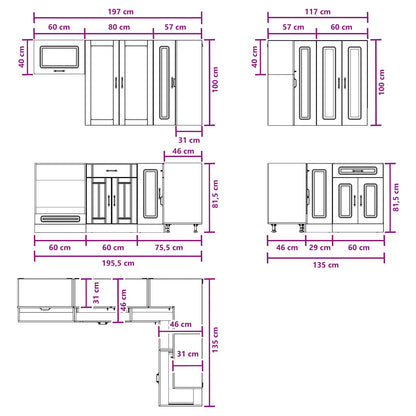vidaXL Kitchen Unit KALMAR 8 pcs High Gloss White Engineered Wood