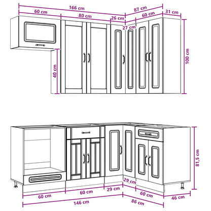 vidaXL Kitchen Unit KALMAR 8 pcs High Gloss White Engineered Wood