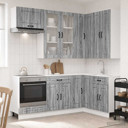 vidaXL Kitchen Unit KALMAR 8 pcs Grey Sonoma Engineered Wood