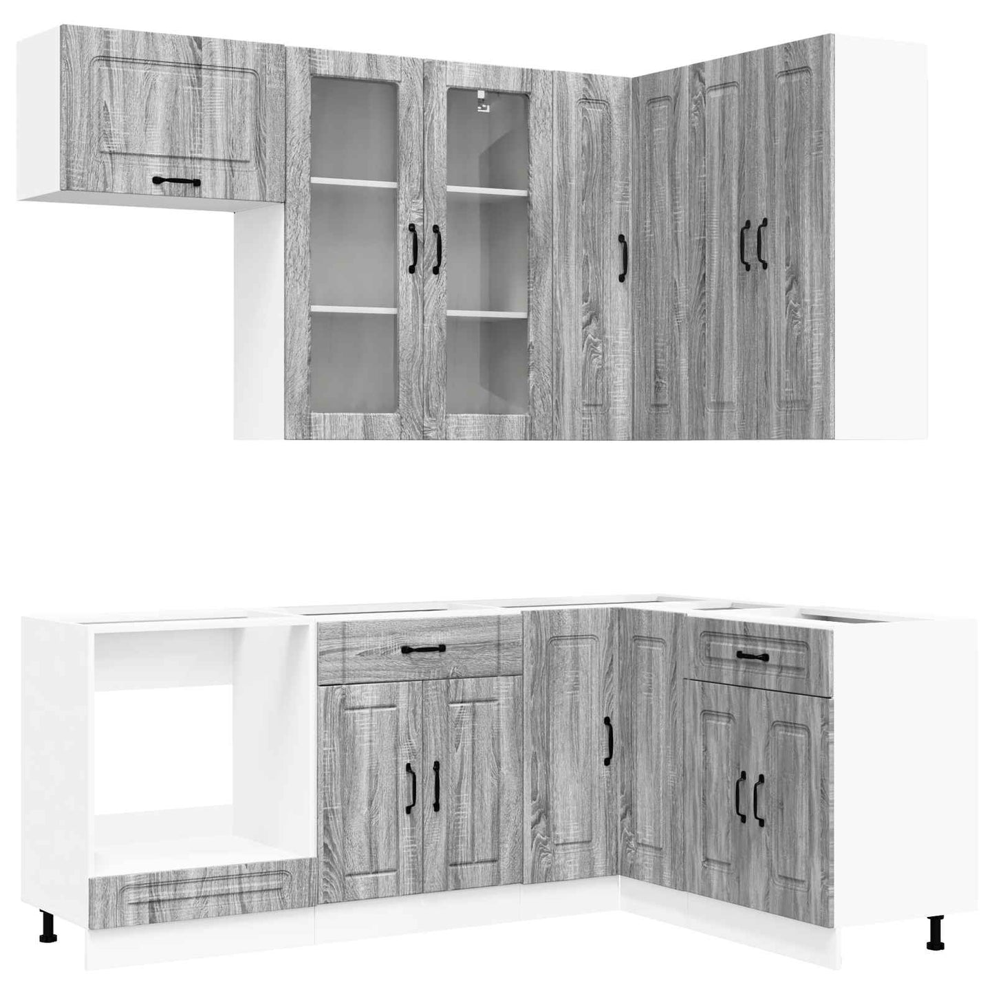 vidaXL Kitchen Unit KALMAR 8 pcs Grey Sonoma Engineered Wood
