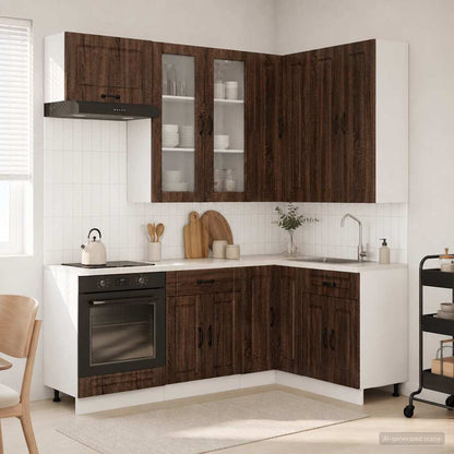 vidaXL Kitchen Unit KALMAR 8 pcs Brown Oak Engineered Wood