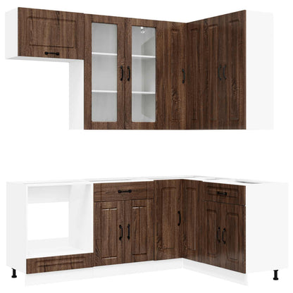 vidaXL Kitchen Unit KALMAR 8 pcs Brown Oak Engineered Wood