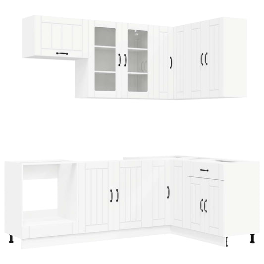 vidaXL Kitchen Unit LUCCA 8 pcs White Engineered Wood