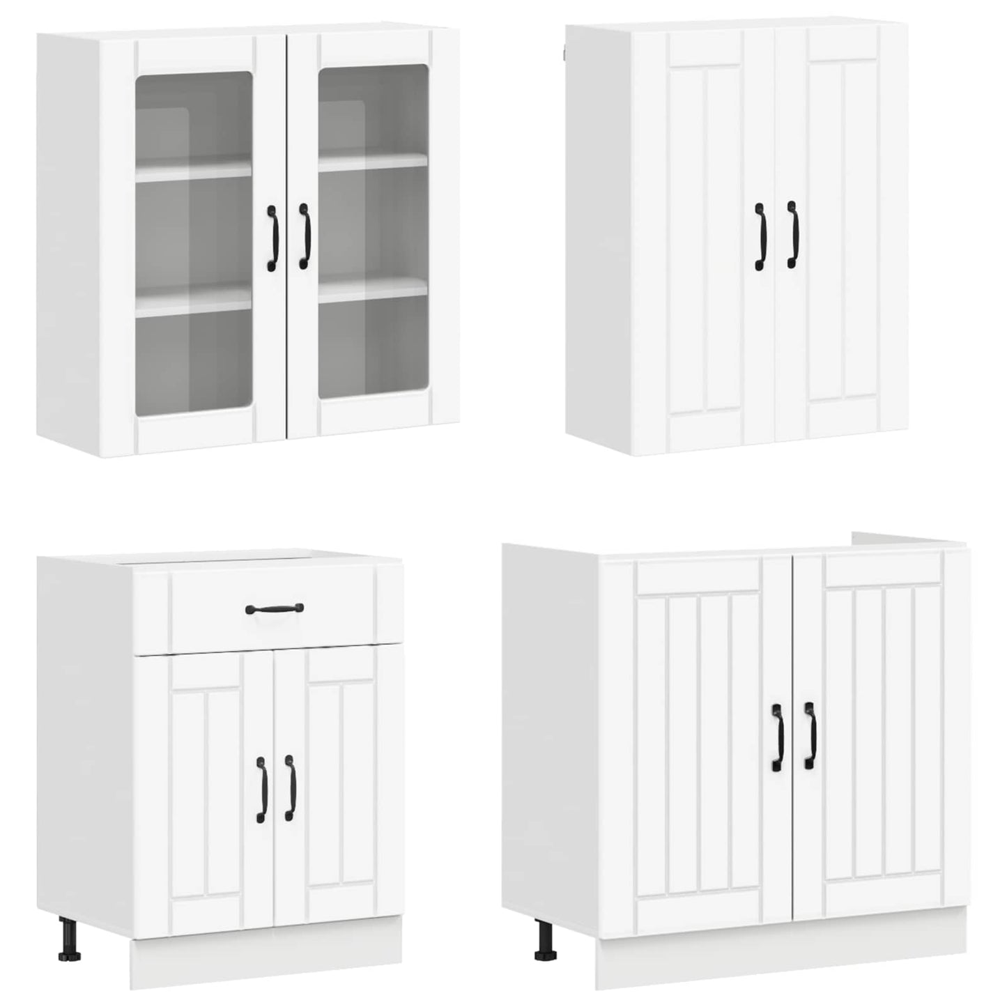 vidaXL Kitchen Unit LUCCA 8 pcs White Engineered Wood